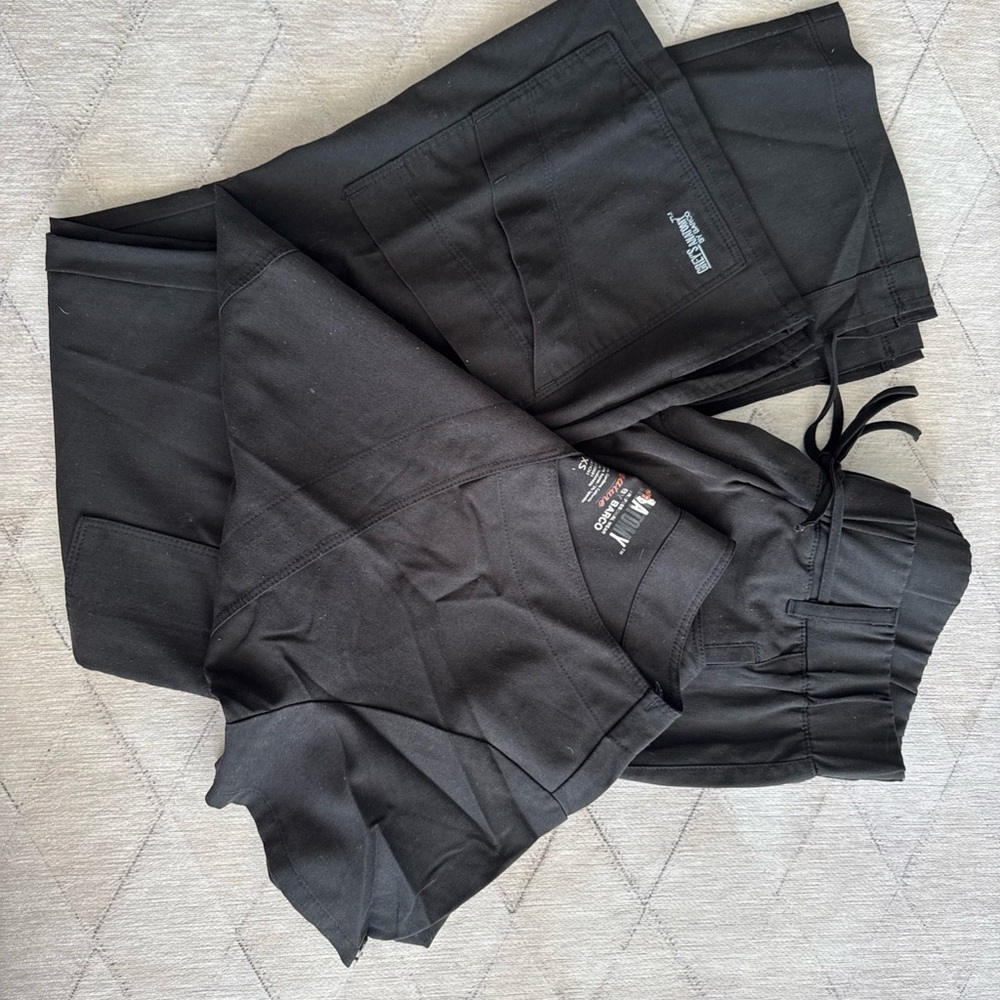 Black Drawstring Scrub XS Top S Bottom